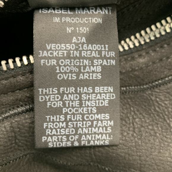 ISABEL MARANT Size 6 Black Leather Shearling Reversible Jacket - Picture 7 of 7